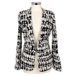 Badgley Mischka Sylvie Stucco Print Stretch Blazer Black Gray Size 4